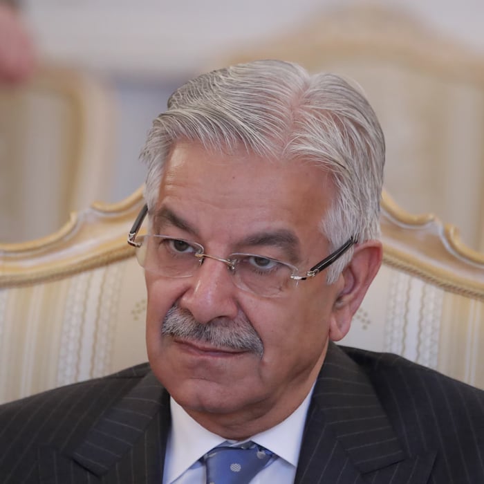 Defence Minister Khawaja Asif attends a meeting Moscow, Russia, on February 20, 2018. — Reuters