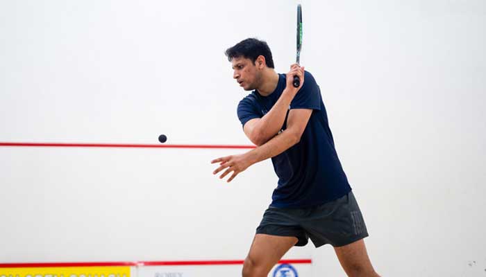 Pakistans squash player Asim Khan pictured during a match. — Reporter