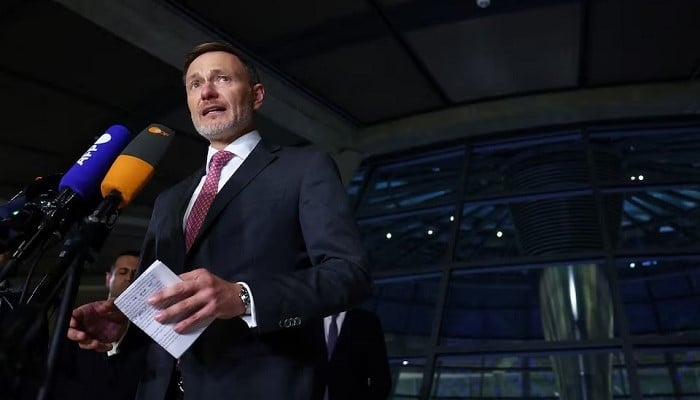 Outgoing German Finance Minister Christian Lindner gives a statement at the Bundestag, in Berlin, Germany, November 6, 2024. — Reuters