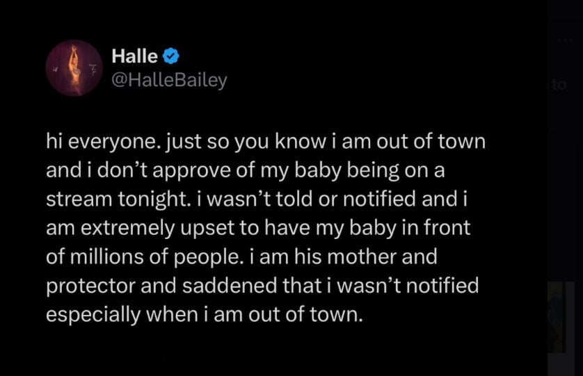 Halle Bailey breaks silence after 9-month-old sons surprise debut on social media