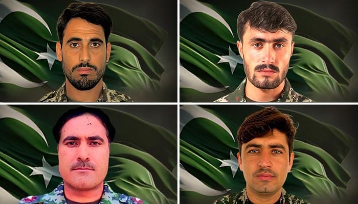 This is a collage of four soldiers who were martyred. — ISPR