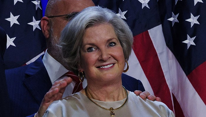 Senior advisor Susie Wiles listens as Republican presidential nominee former US President Donald Trump speaks at his election night rally at the Palm Beach County Convention Centre in West Palm Beach, Florida, US, November 6, 2024. — Reuters