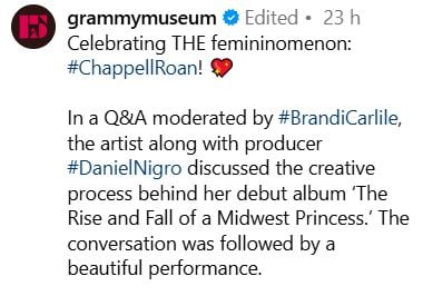 Chappell Roan celebrates Grammy nods with gratitude