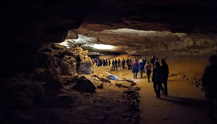 Visitors to Mammoth Cave National Park in Kentucky tour the cavern, which is the worlds longest cave system, on September 29, 2024. — AFP