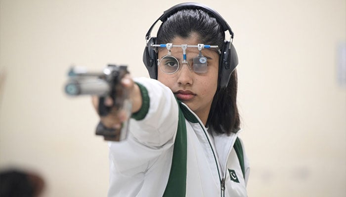 Pakistans top female shooter Kishmala Talat in this undated photo. — Reporter