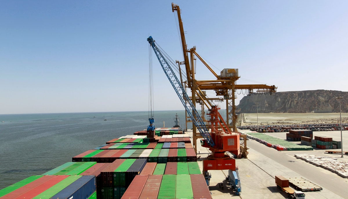 A container is loaded onto the Cosco Wellington, the first container ship to depart after the inauguration of the China-Pakistan Economic Corridor port in Gwadar, Balochistan, November 13, 2016. — Reuters