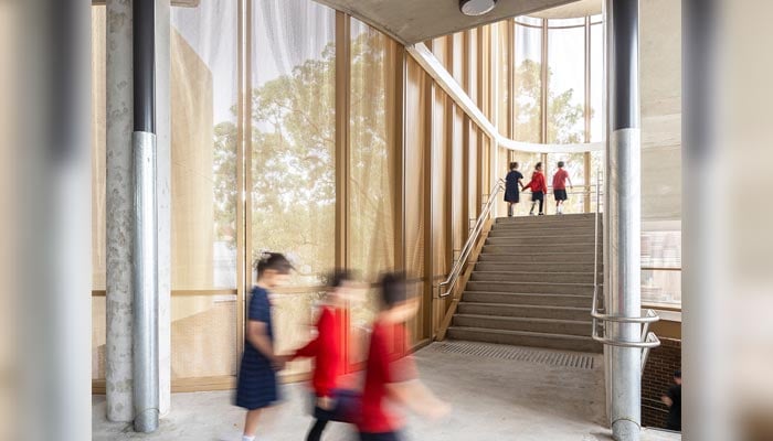 An undated image shows students walking around at the Darlington Public School in Chippendale, Sydney, Australia. — Instagram/@worldarchfest