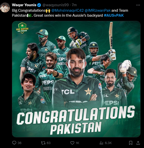 Felicitations for Pakistan cricket team pour in after historic victory over Australia