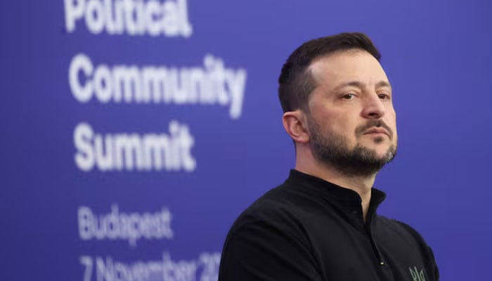 Ukraines President Volodymyr Zelenskiy looks on as he attends a press conference during the European Political Community Summit in Budapest, Hungary, November 7, 2024. — Reuters