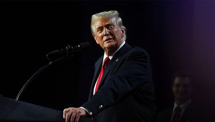 Donald Trump takes the stage following early results from the 2024 US presidential election in Palm Beach County Convention Centre, in West Palm Beach, Florida, US, November 6, 2024. — Reuters