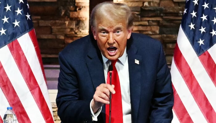 Former US President and Republican presidential candidate Donald Trump speaks during a community round-table at the 180 Church in Detroit, Michigan, on June 15, 2024.—AFP