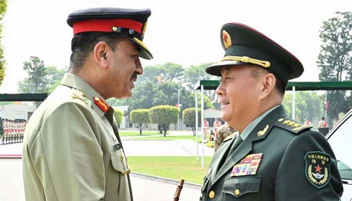 Chief of Army Staff General Syed Asim Munir meets Commander of the Peoples Liberation Army Ground Forces General Li Qiaoming at the General Headquarters in Rawalpindi on August 26, 2024. — ISPR