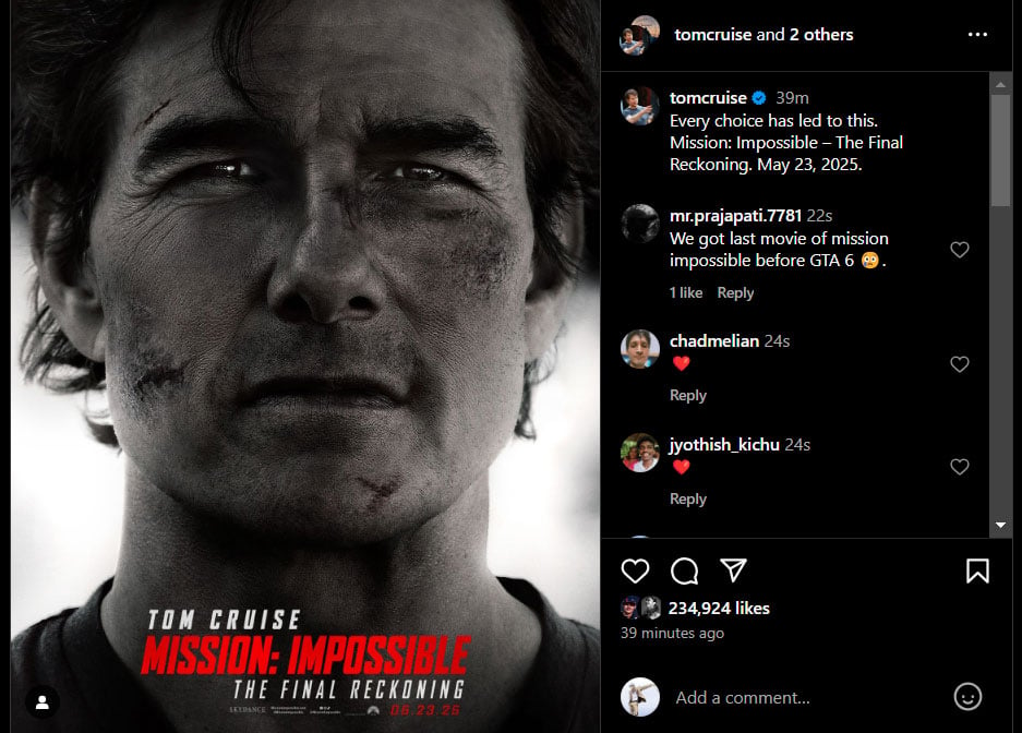 Tom Cruise releases first Mission: Impossible 8 trailer