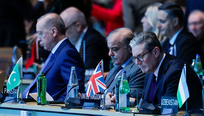 Turkish President Tayyip Erdogan, Prime Minister Shehbaz Sharif and Britains Prime Minister Keir Starmer attend the Opening Ceremony of the United Nations climate change conference COP29 in Baku, Azerbaijan November 12, 2024. — Reuters