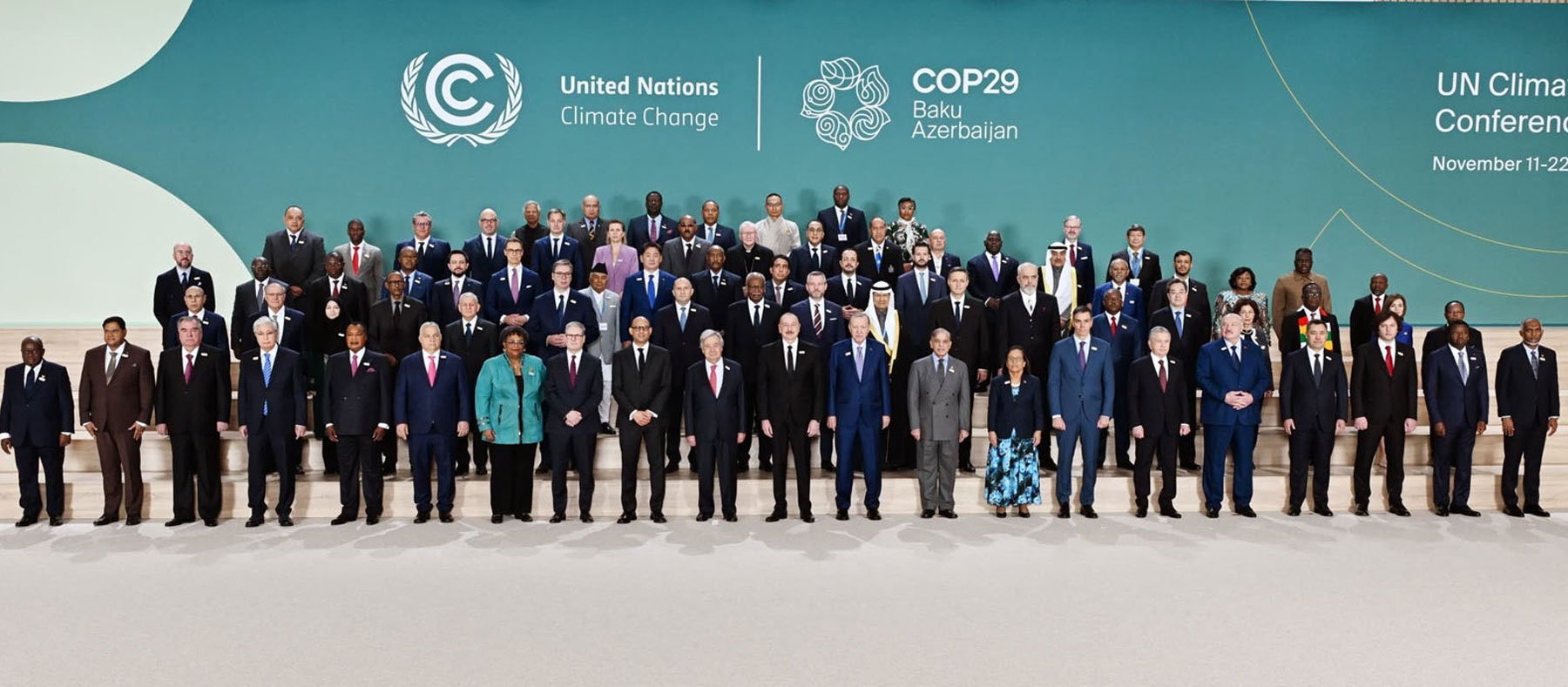 Prime Minister Shehbaz Sharif in group photo at the inaugural Session of COP29 Climate Action Summit in Baku, Azerbaijan on November 12, 2024. — PID