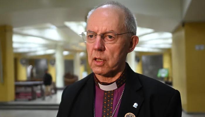 Archbishop of Canterbury Justin Welby speaks during a visit to the tomb of Oscar Arnulfo Romero in San Salvador on June 4, 2024. — AFP