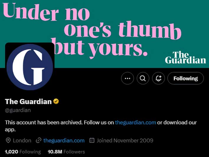 UKs The Guardian stops posting on toxic media platform X