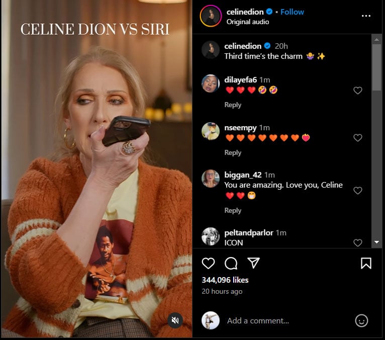 Céline Dion teases playful side online for fans