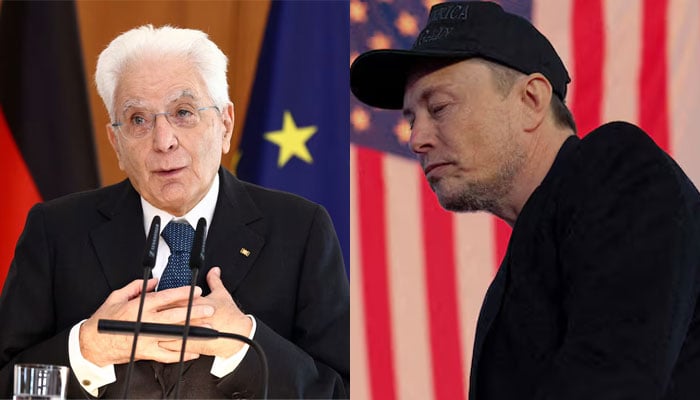 Italian President Sergio Mattarella attends a press conference with German President Frank-Walter Steinmeier in Berlin, Germany, September 27, 2024 (left) and Tesla CEO and X owner Elon Musk.— Reuters