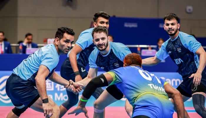 India kabaddi players competing in a match in this undated image. — Olympics website