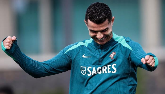 Portugal captain Cristiano Ronaldo gestures during practice for their fifth UEFA Nations League clash with Poland in Lisbon, Portugal on November 14, 2024. — Instagram/@cristiano