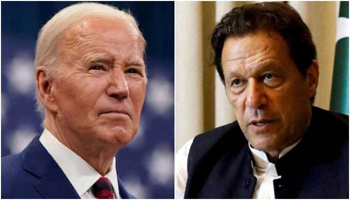 Former prime minister Imran Khan (right) and US President Joe Biden. — Reuters/File