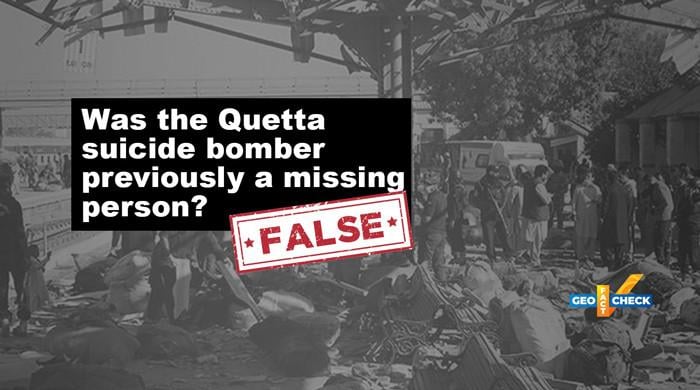 Fact-check: False. Quetta suicide bomber was not previously a missing person