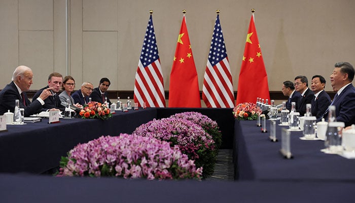 US President Joe Biden speaks during a bilateral meeting with Chinas President Xi Jinping on the sidelines of the APEC Summit in Lima, Peru, November 16, 2024. — Reuters