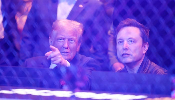 US President-elect Donald Trump (left) talks with Tesla CEO and SpaceX and X owner Elon Musk during UFC 309 at Madison Square Garden in New York, US, November 16, 2024. — Reuters