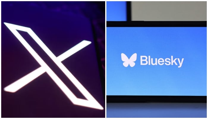 This combination of images shows the logos of Elon Musks social media platform X (left) and Jack Dorseys Bluesky displayed on phone screens. — Reuters/AFP/File