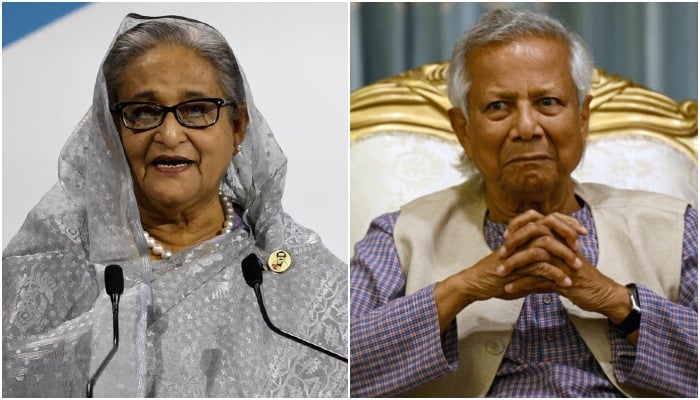 Bangladesh interim leader Muhammad Yunus (right) and ousted former prime minister Sheikh Hasina (left). —AFP/ File