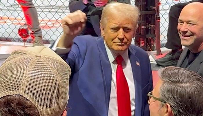 President-elect Donald Trump arrives to attend an Ultimate Fighting Championship (UFC) at Madison Square Garden, in New York City, November 16, 2024, in this screengrab obtained from a social media video. — Reuters