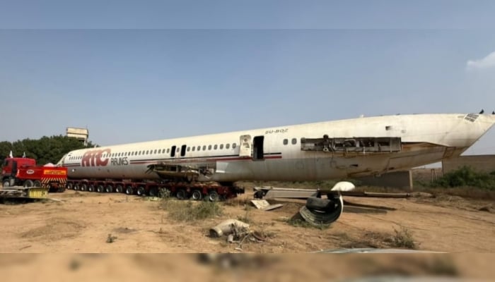 Fuselage of the ill-fated Saudi Arabian aircraft. — Reporter