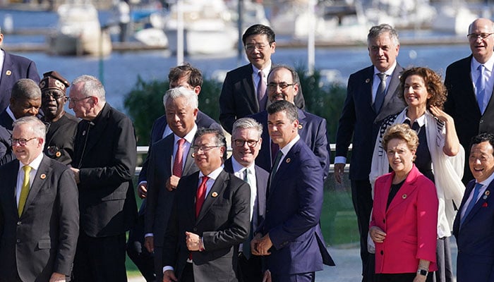 Britains Prime Minister Sir Keir Starmer and other leaders of the G20 pose for a photo of the Global Alliance Against Hunger and Poverty at the G20 summit at the Museum of Modern Art in Rio de Janeiro, Brazil, November 18, 2024. — Reuters