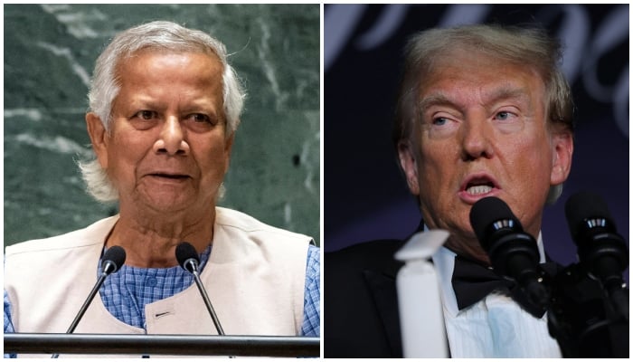 A combination of images shows Bangladeshs interim leader Muhammad Yunus (left) and US President-elect Donald Trump. — Reuters/File