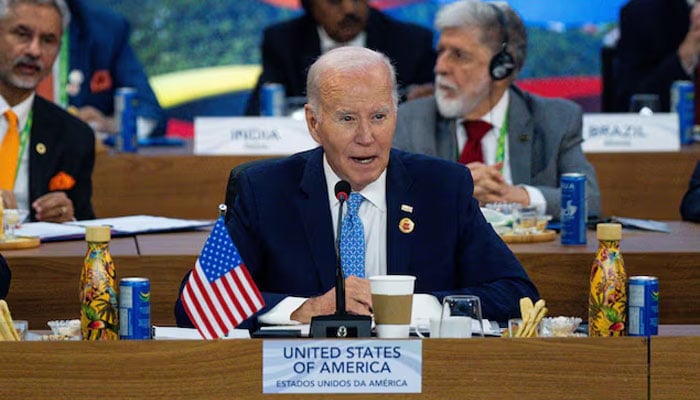 U.S. President Joe Biden delivers remarks during an event launching the Global Alliance Against Hunger and Poverty at the G20 Summit at the Museum of Modern Art in Rio de Janeiro, Brazil on Monday, November 18, 2024. — Reuters