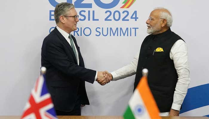 Britains Prime Minister Sir Keir Starmer attends a bilateral meeting with Indias Prime Minister Narendra Modi on the sidelines of the G20 summit at the Museum of Modern Art in Rio de Janeiro, Brazil on November 18, 2024. — Reuters