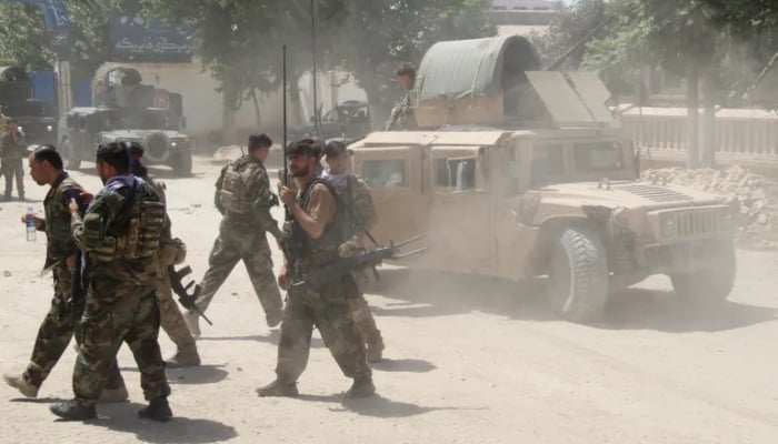 Afghan forces at the site of a battle with the Taliban in Kunduz province. — Reuters/File