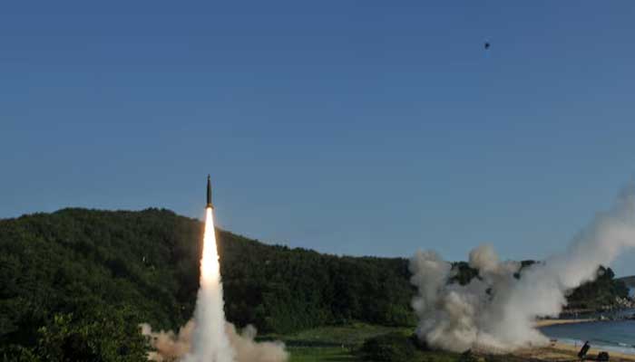 United States and South Korean troops utilizing the Army Tactical Missile System (ATACMS) and South Koreas Hyunmoo Missile II, fire missiles into the waters of the East Sea, off South Korea, July 5, 2017. — Reuters