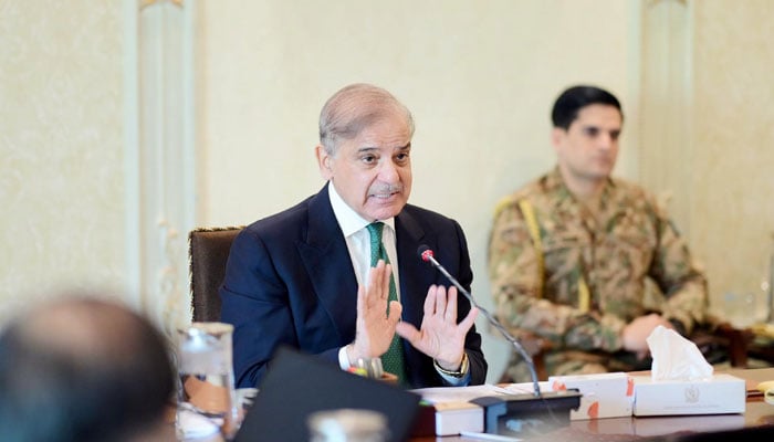 Prime Minister Shehbaz Sharif chairs a meeting of the Federal Apex Committee of National Action Plan in Islamabad on Novmber 19, 2024. — PID