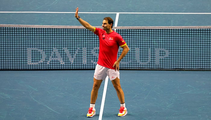 Rafael Nadal reacts in Davis Cup quarterfinal in Malaga on November 20, 2024. — Reuters