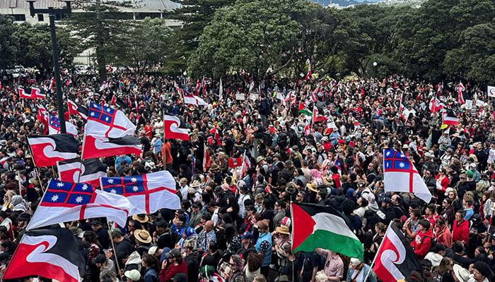 People march to the parliament in protest of the Treaty Principles Bill, in Wellington, New Zealand, November 19, 2024. — Reuters