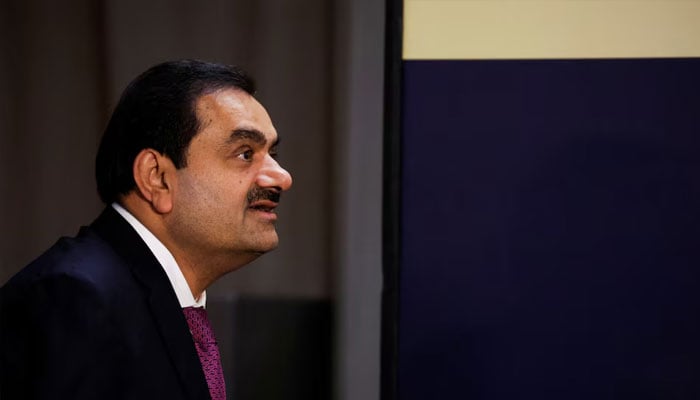 Indian billionaire Gautam Adani speaks during the opening ceremony after the Adani Group completed the purchase of the Haifa Port earlier in January 2023, in Haifa Port, Israel, January 31, 2023. — Reuters