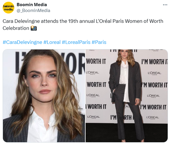 Cara Delevingne suits up for Women of Worth Celebration event