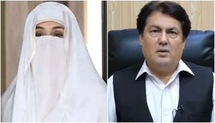 Former first lady Bushra Bibi (left) and Khyber Pakhtunkhwa government’s spokesperson arrister Mohammad Ali Saif. — Twitter/@Alam_Sabha/ @BaristerDrSaif/File