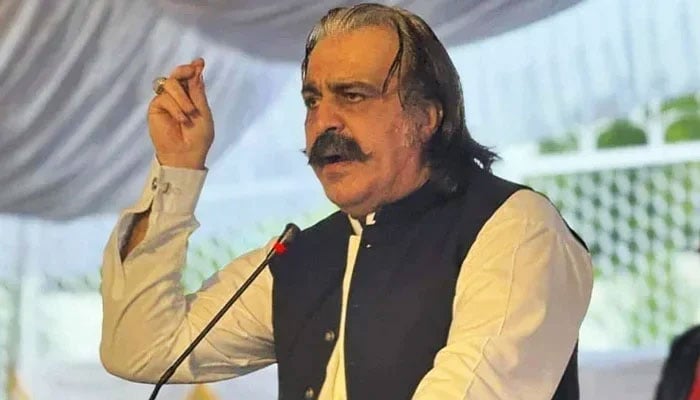 Khyber Pakhtunkhwa Chief Minister Ali Amin Gandapur addresses an event. — Facebook/Ali Amin Khan Gandapur/File