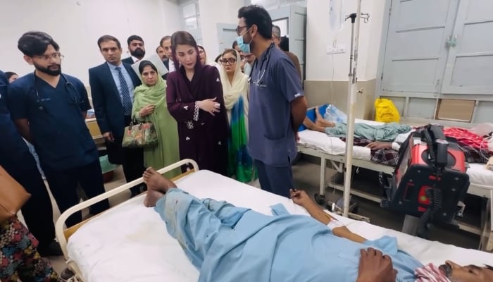 Punjab Chief Minister Maryam Nawaz during a visit to Nishtar Hospital in Multan on November 23, 2024. —Screengrab/GeoNews