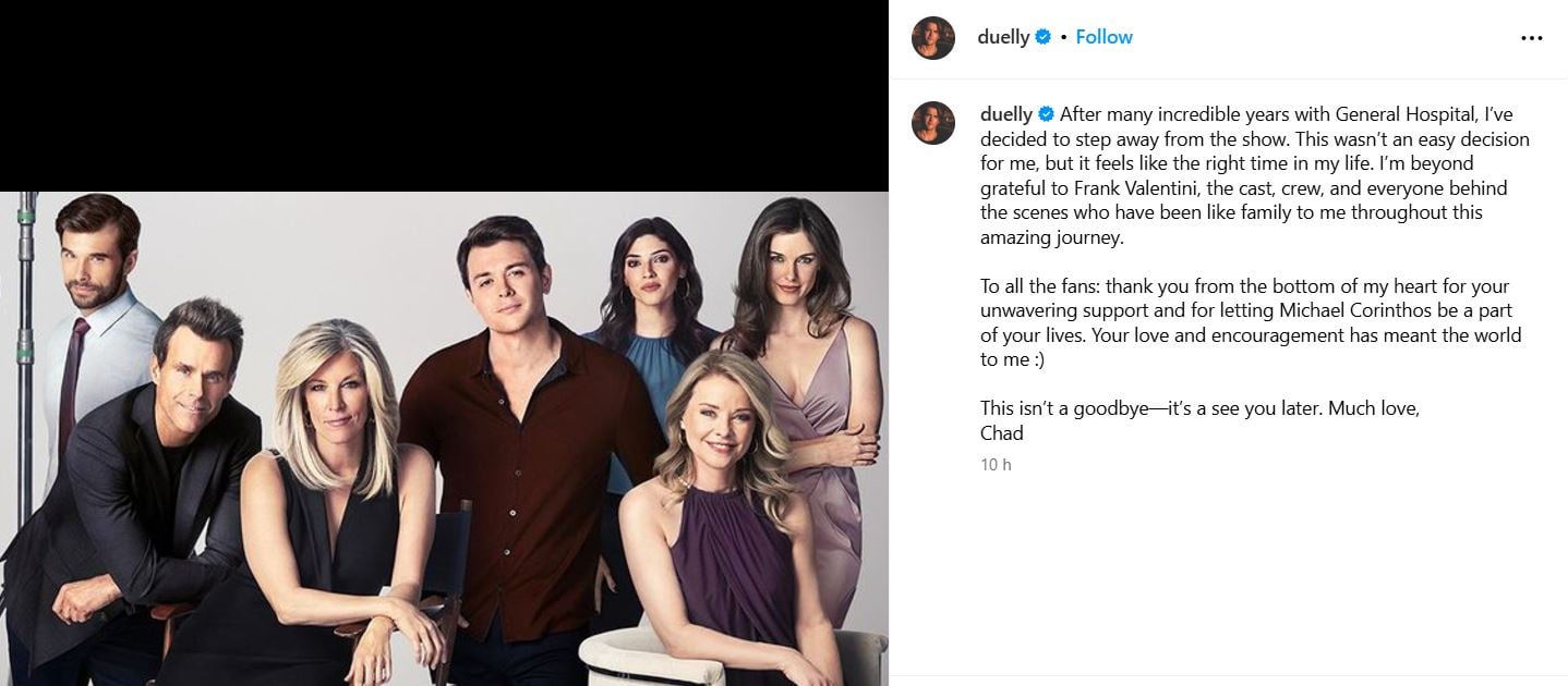 Chad Duell marks General Hospital exit after 15 years