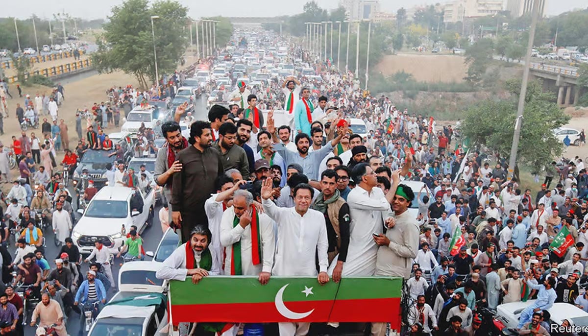 Then-PTI Chairman Imran Khan leads Azadi March to Islamabad on May 25, 2022. — Instagram/@ptiofficial