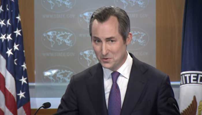 US State Department spokesman Matthew Miller speaks during a media briefing in Washington on November 26, 2024. — YouTube@StateDept